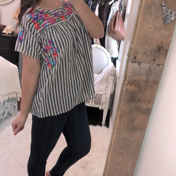 See and Be seen size medium striped floral babydoll top - Picture 2 of 5